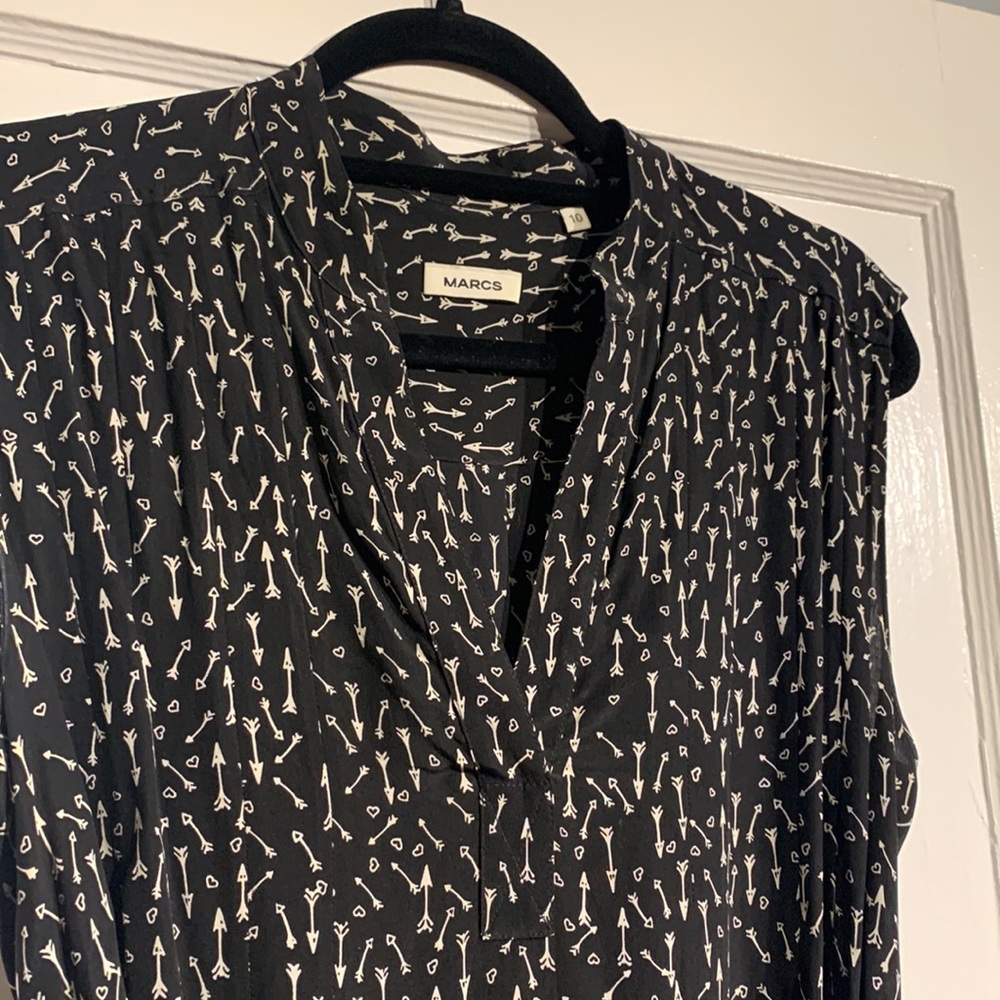 🌟Host Pick🌟 MARCS Australia 100% silk black and white arrows mini dress